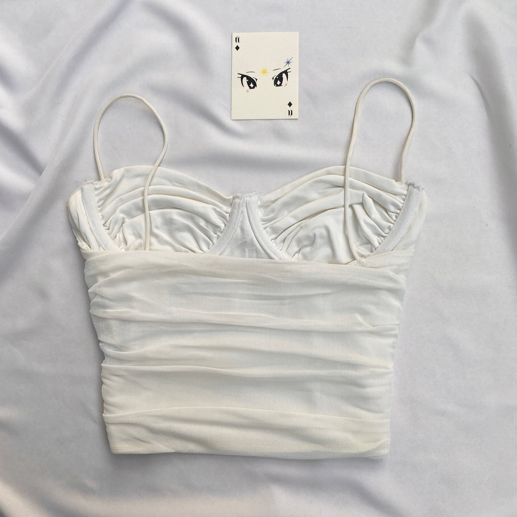 WHITE BUSTIER TOP FROM GLASSONS (Bust : 30-34, Upper Waist : 23-28)