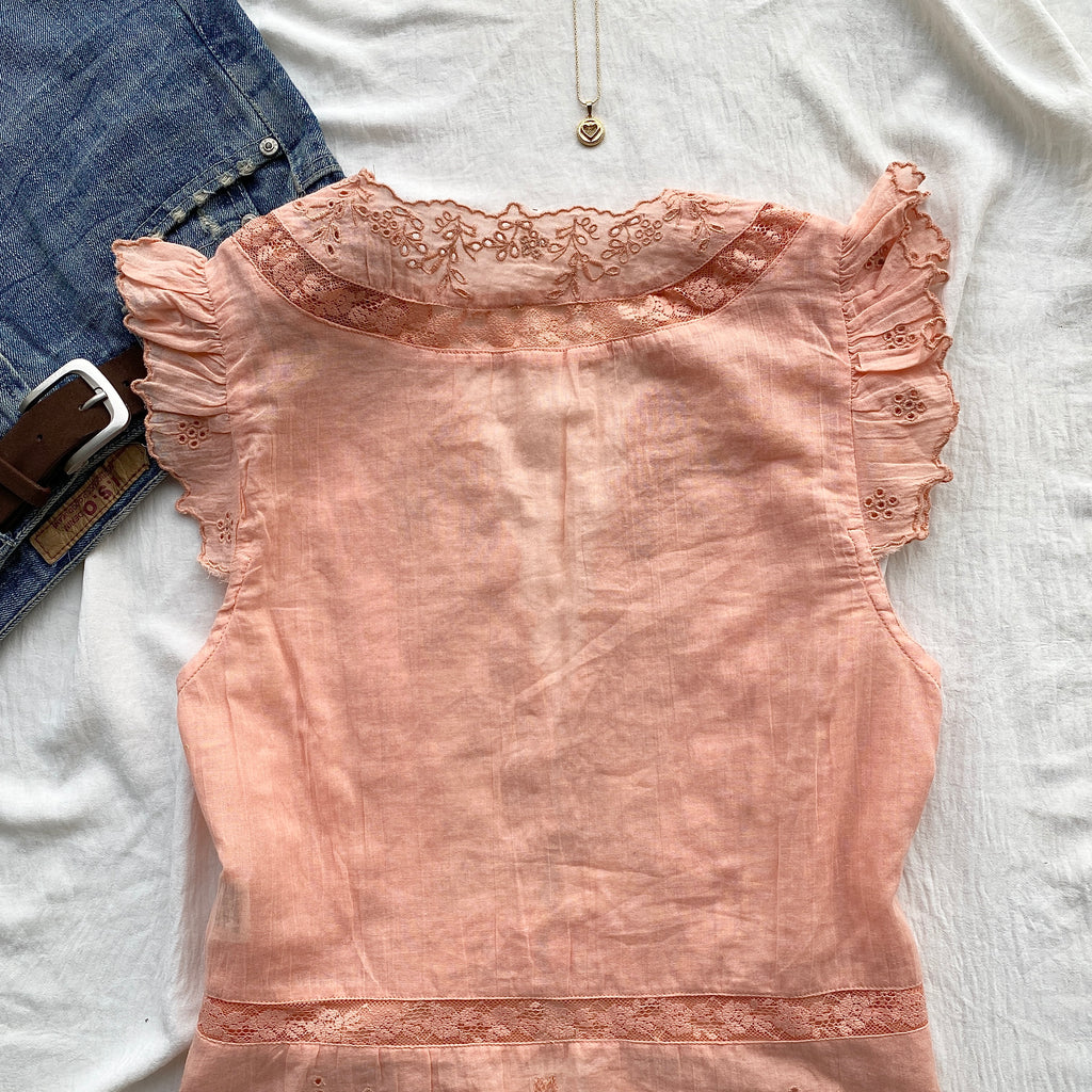 LACE TOP IN PEACH FROM FREE PEOPLE (Two sizes)