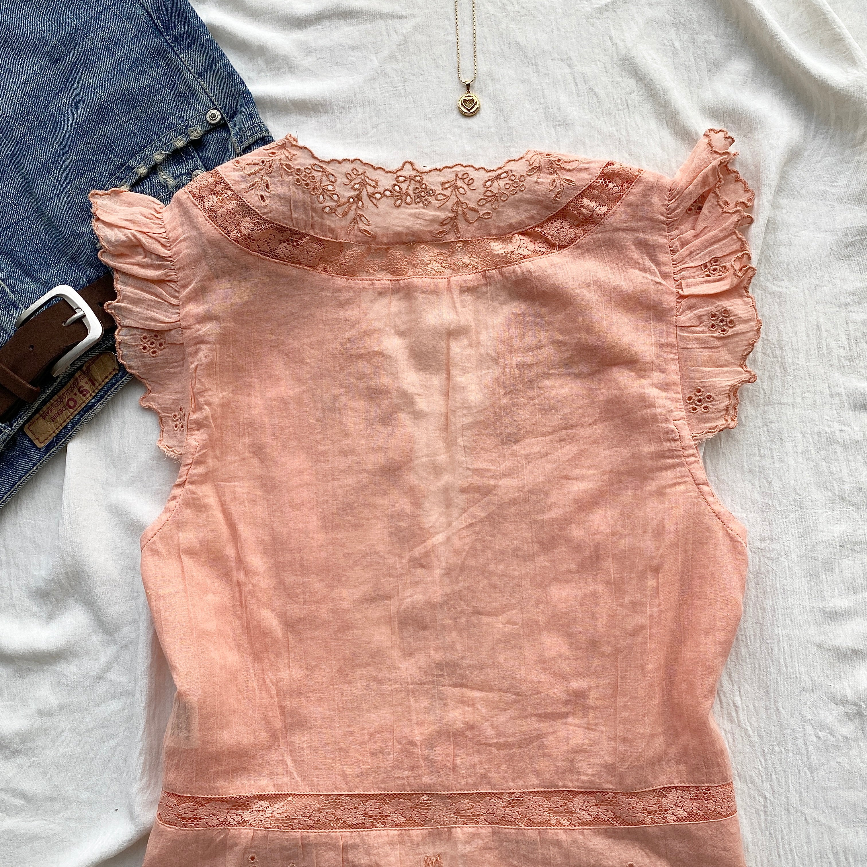 LACE TOP IN PEACH FROM FREE PEOPLE (Two sizes)