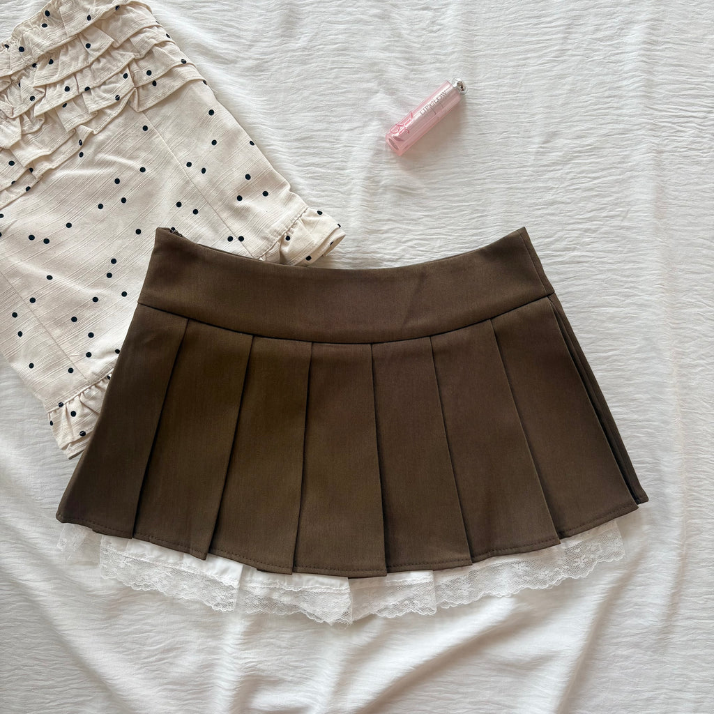 BROWN PLEATED SKIRT (Sizes available)