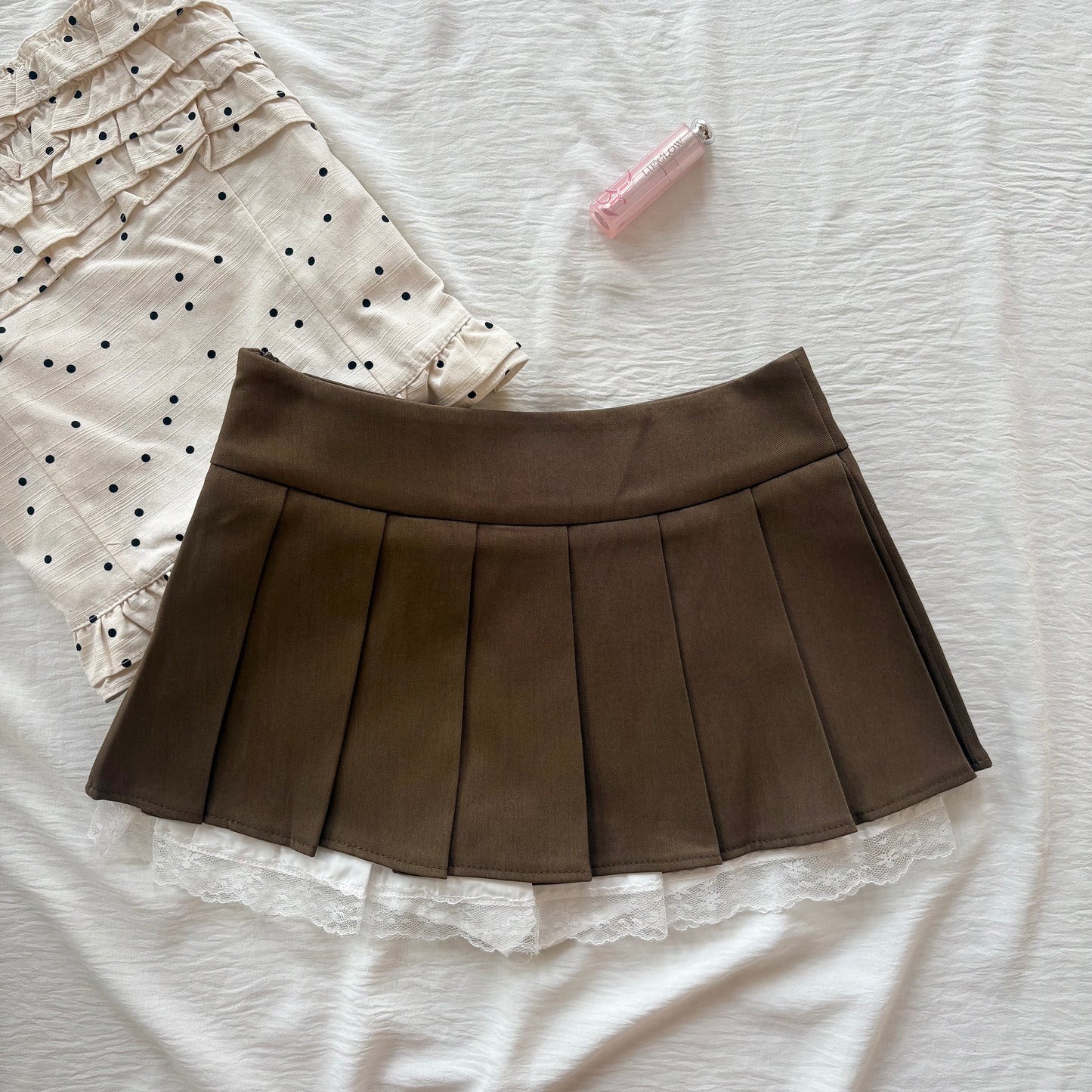 BROWN PLEATED SKIRT (Sizes available)