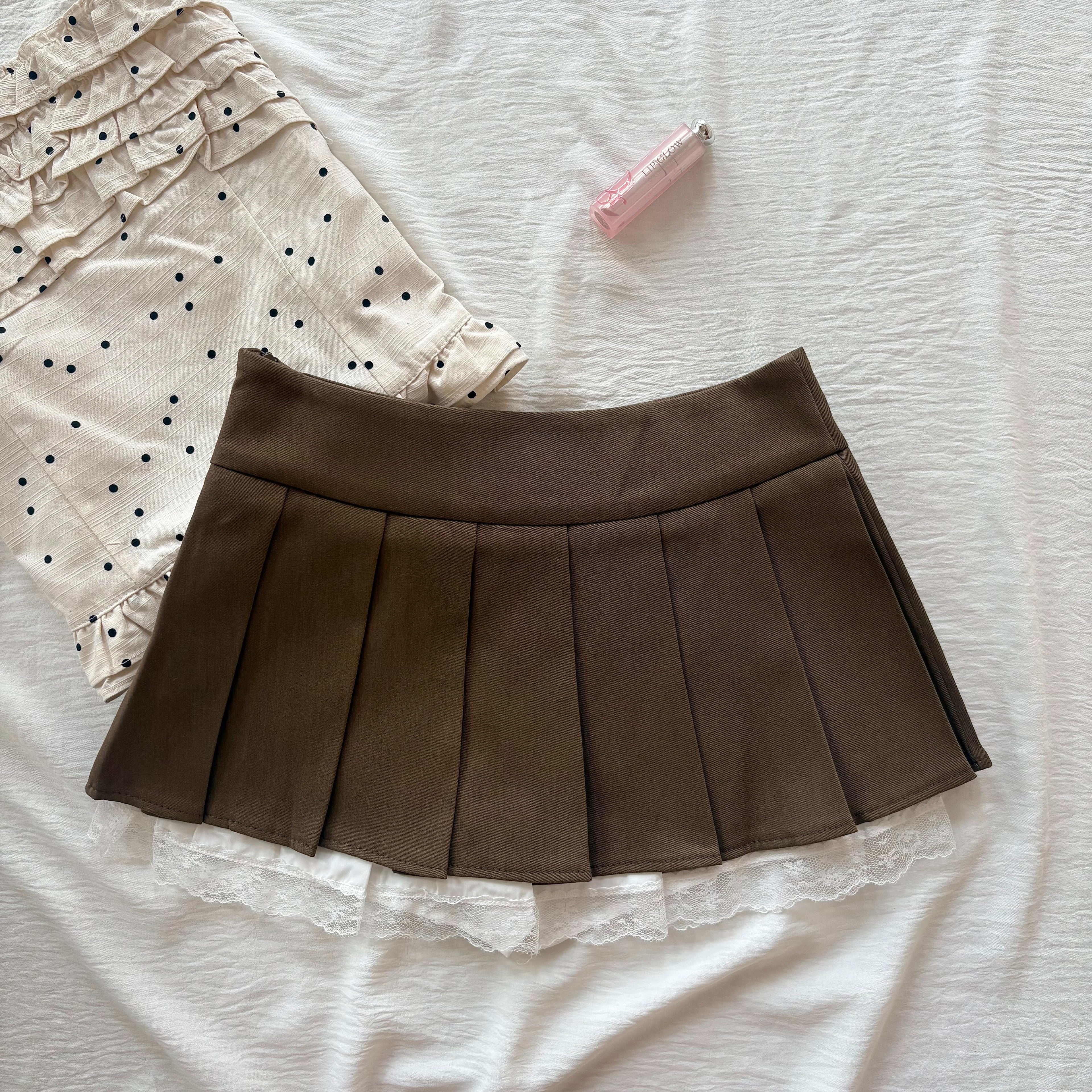 BROWN PLEATED SKIRT (Sizes available)