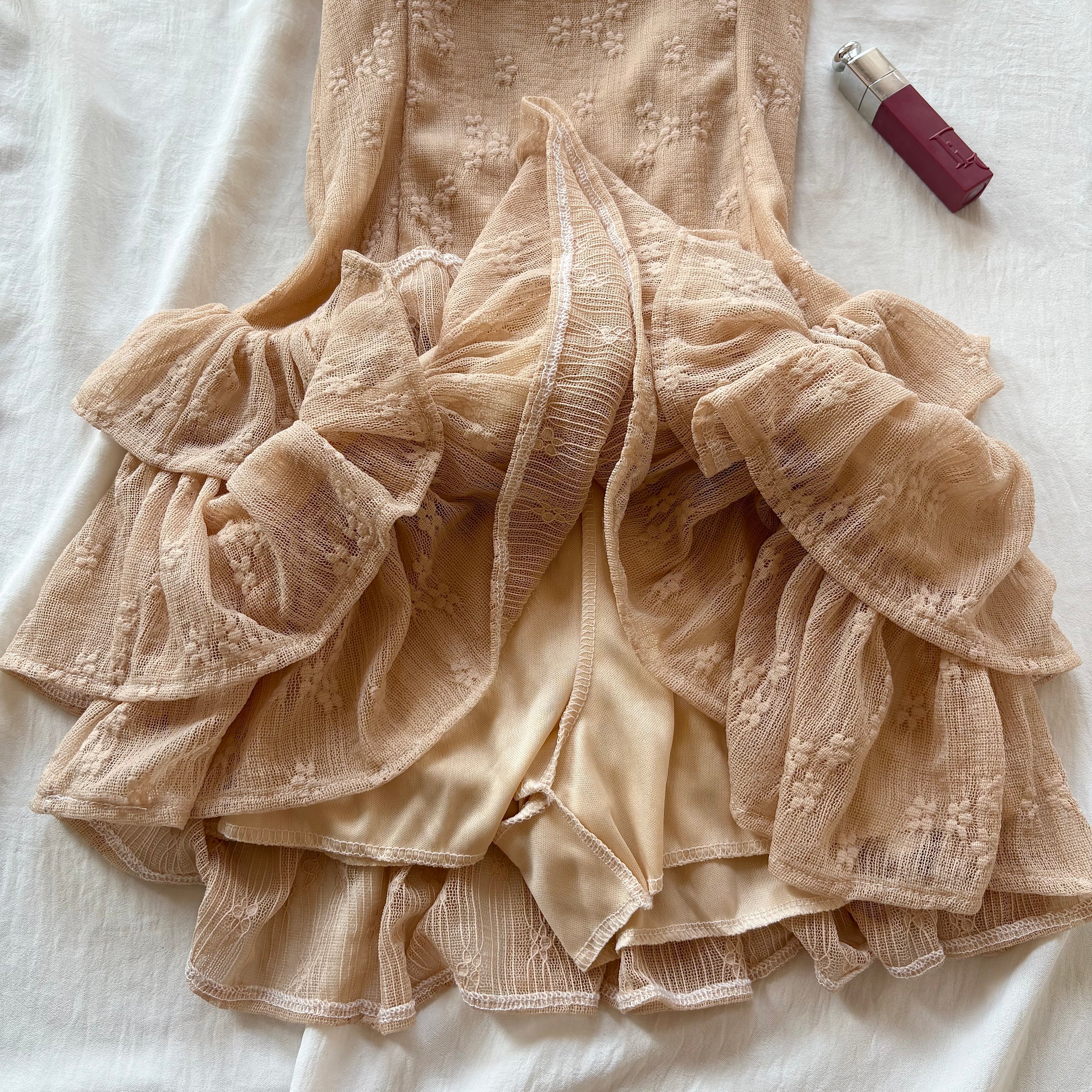 OFF SHOULDER DRESS IN BEIGE (Bust : 28-32, Upper Waist : 22-28)