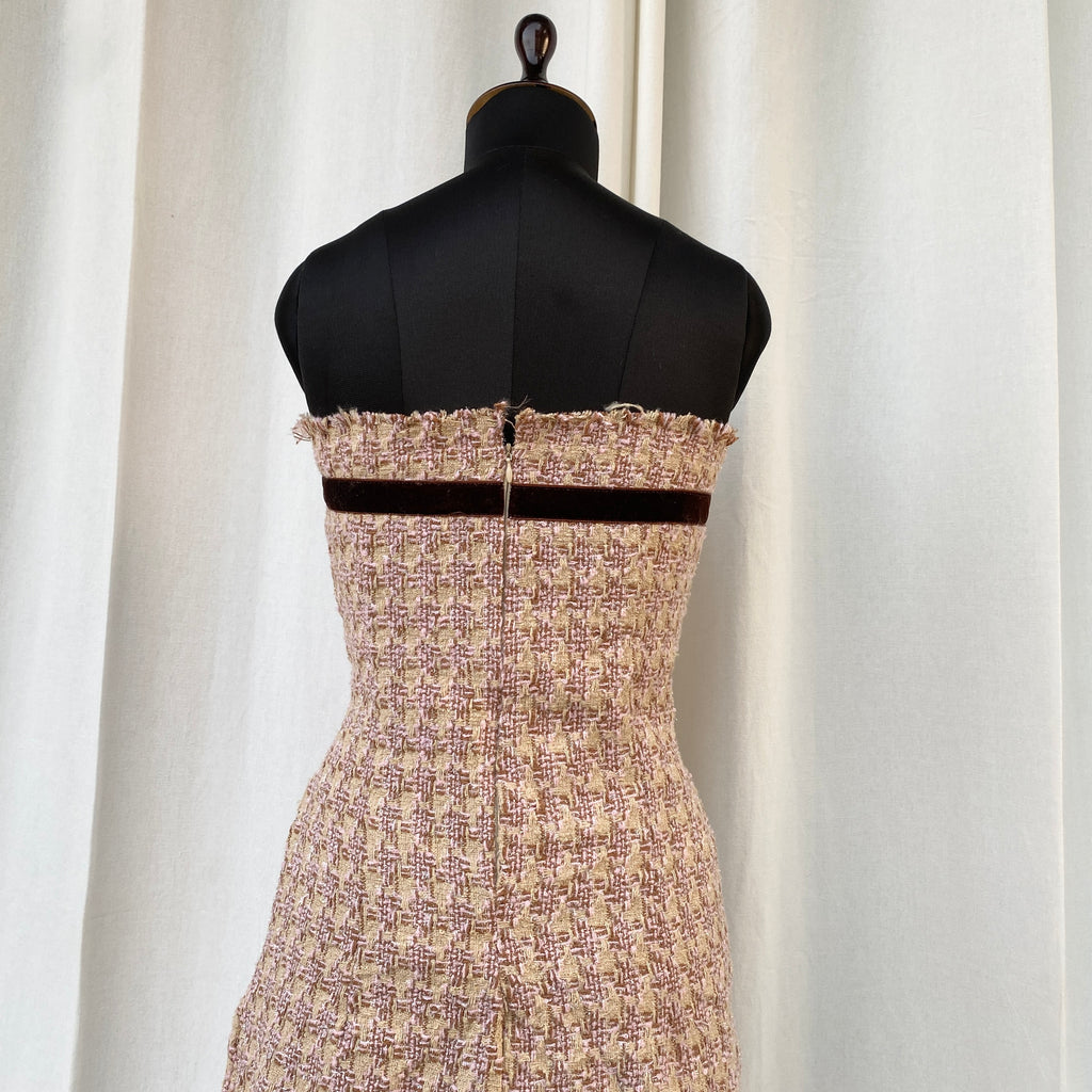 PINK TWEED TUBE DRESS (Bust : 32-34, Upper Waist : 26-29)