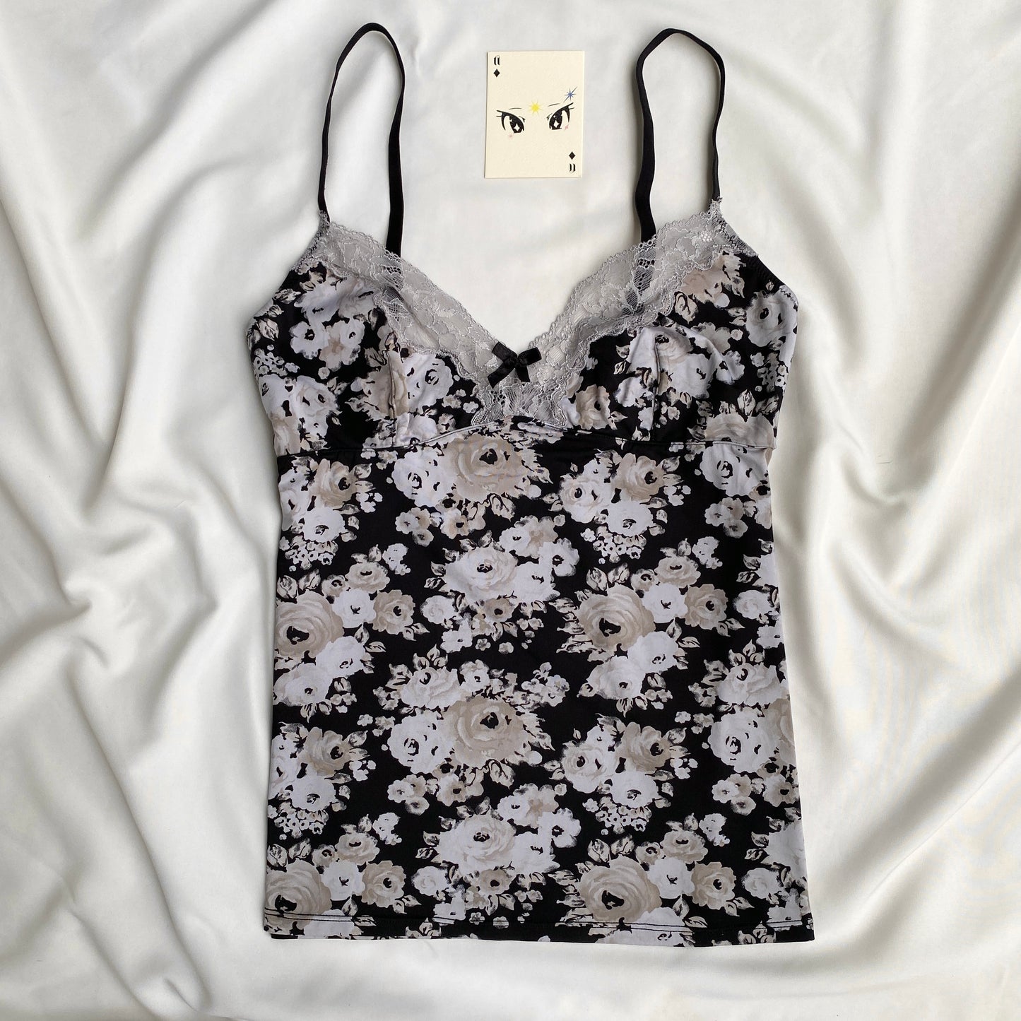 BLACK FLORAL CAMI TOP (Bust : 32-34, Upper Waist : 26-34)