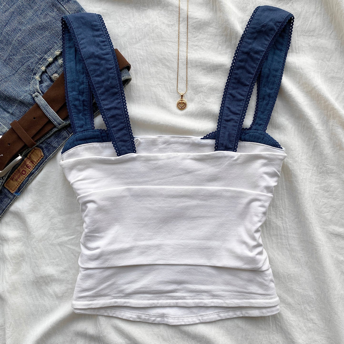 WHITE RUCHED TOP FROM FREE PEOPLE (Two sizes)