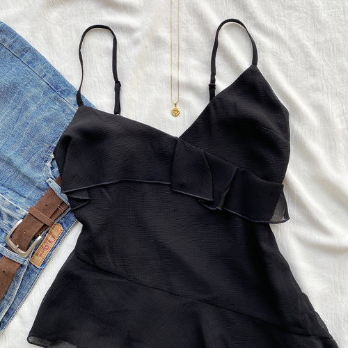 BLACK RUFFLE TOP (Bust : 32-34, Upper Waist : 24-28)