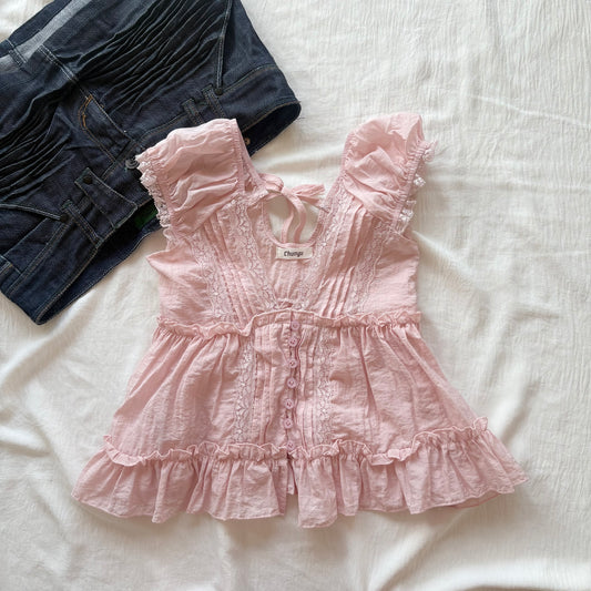 MEADOW TOP IN PINK (Bust : 30-34, Upper Waist : 23-29)