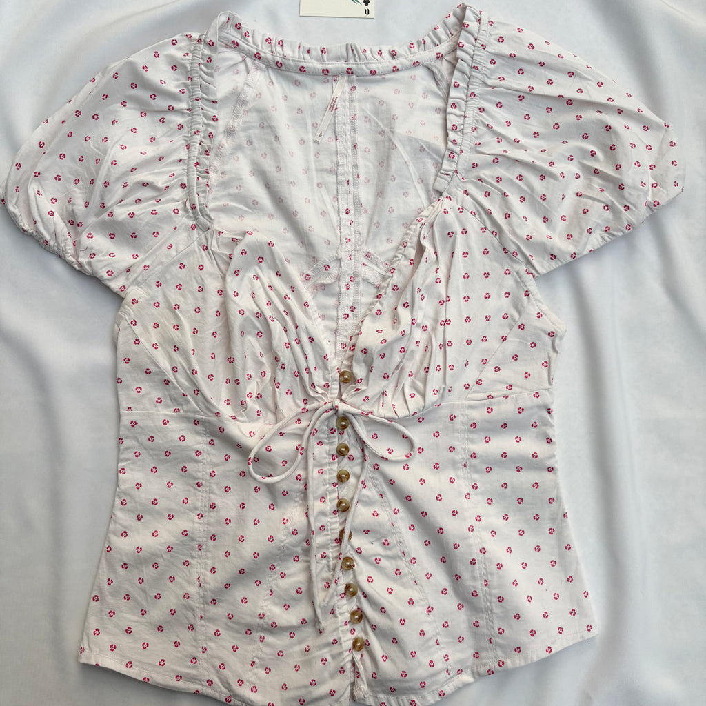 WHITE PUFF SLEEVE TOP FROM FREE PEOPLE (Multiple sizes available)