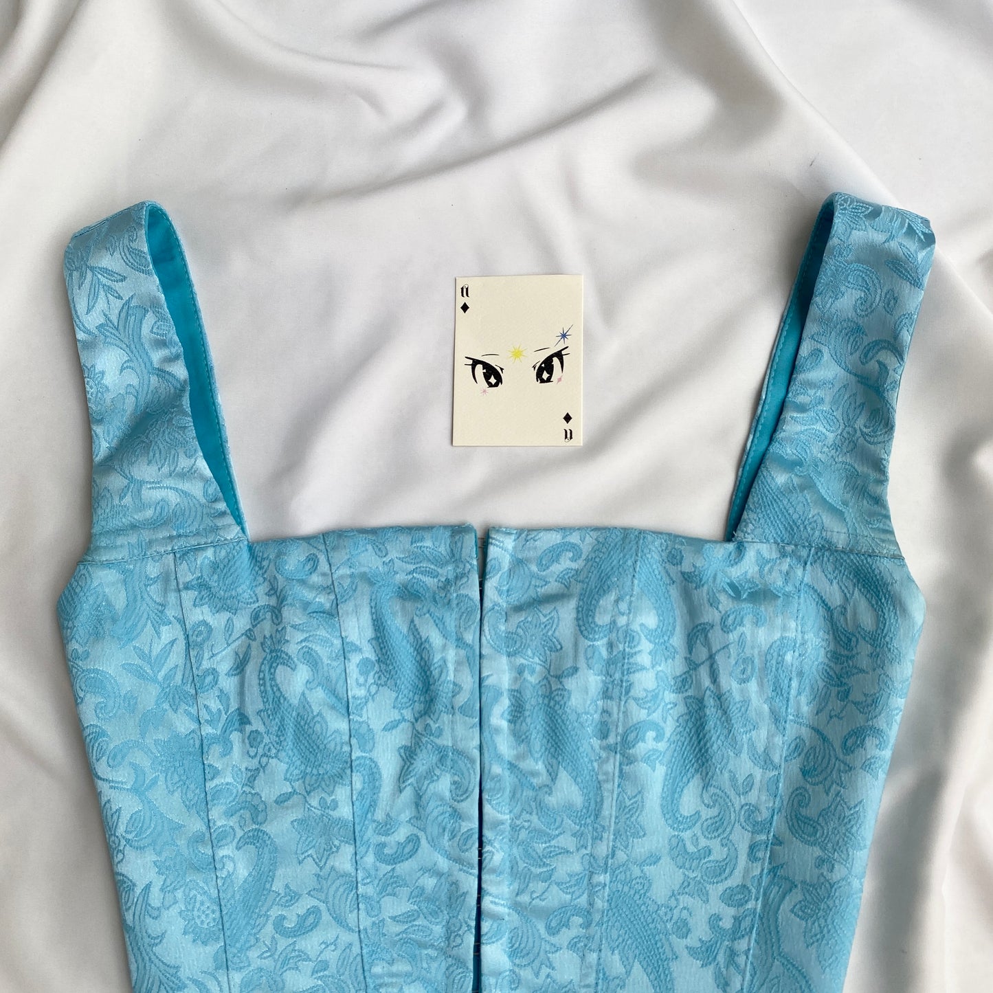 BLUE PAISLEY SATIN CORSET FROM PRINCESS POLLY (Bust : 32-34, Upper Waist : 28-30)