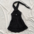 BLACK EYELET HALTER DRESS (Bust : 34-36, Upper Waist : 28-34)