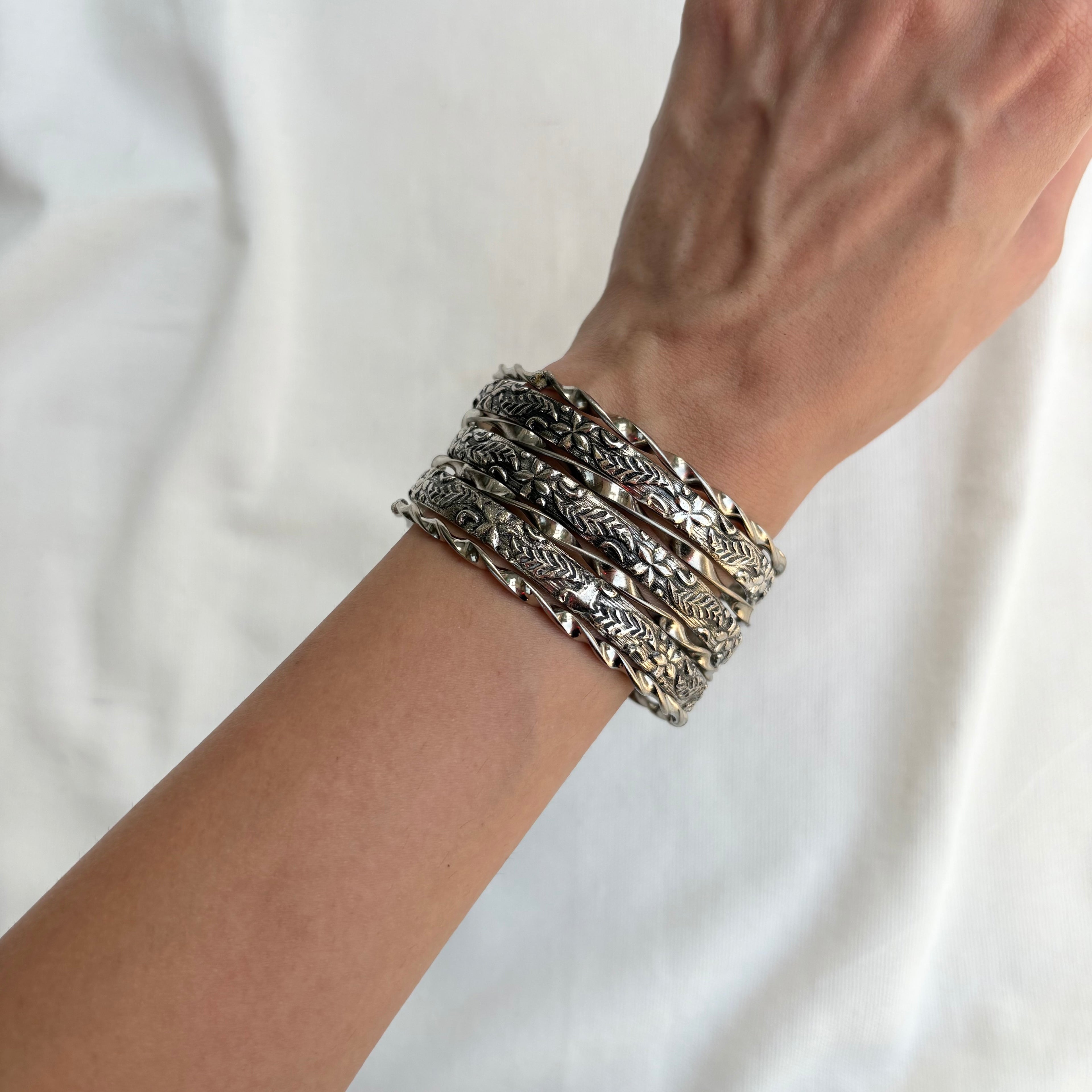 OXIDISED SILVER BANGELS (Set of 7)