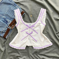 WHITE TOP WITH GINGHAM DETAILING (Bust : 32-34, Upper Waist : 26-28)