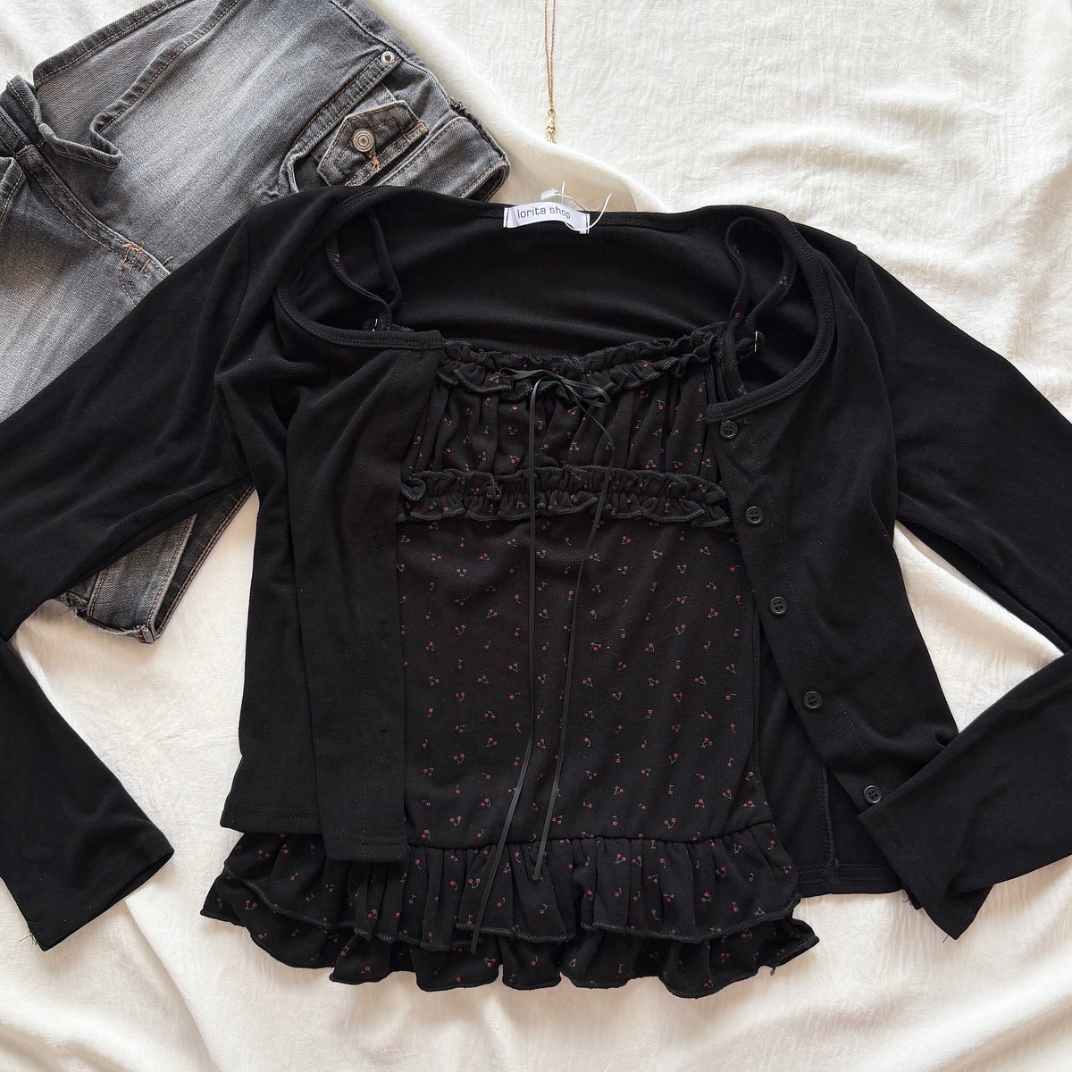 PORCELAIN TOP IN BLACK (Bust :  30-34, Upper Waist : 24-29)