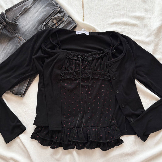 PORCELAIN TOP IN BLACK (Bust :  30-34, Upper Waist : 24-29)