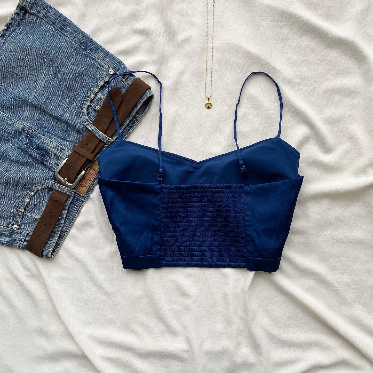 NAVY BLUE EMBROIDERED BUSTIER (Bust : 38-40, Upper Waist : 34-36)