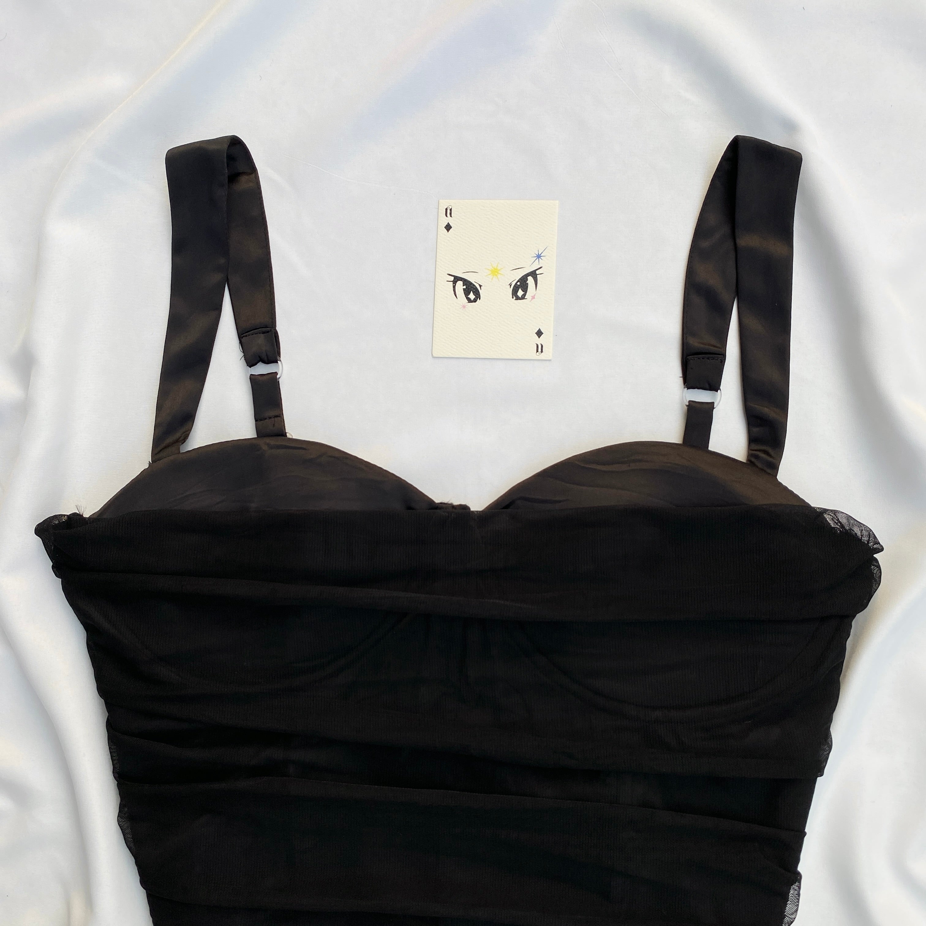 BLACK RUCHED CORSET (Bust : 36-40, Upper Waist : 32-36)