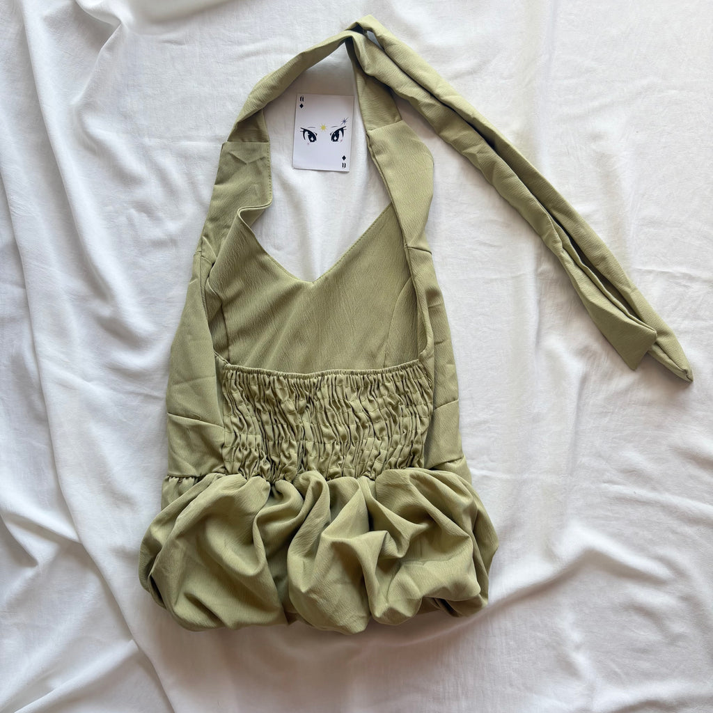 BUBBLE HALTER TOP IN GREEN (Bust : 32-34, Upper Waist : 24-28)