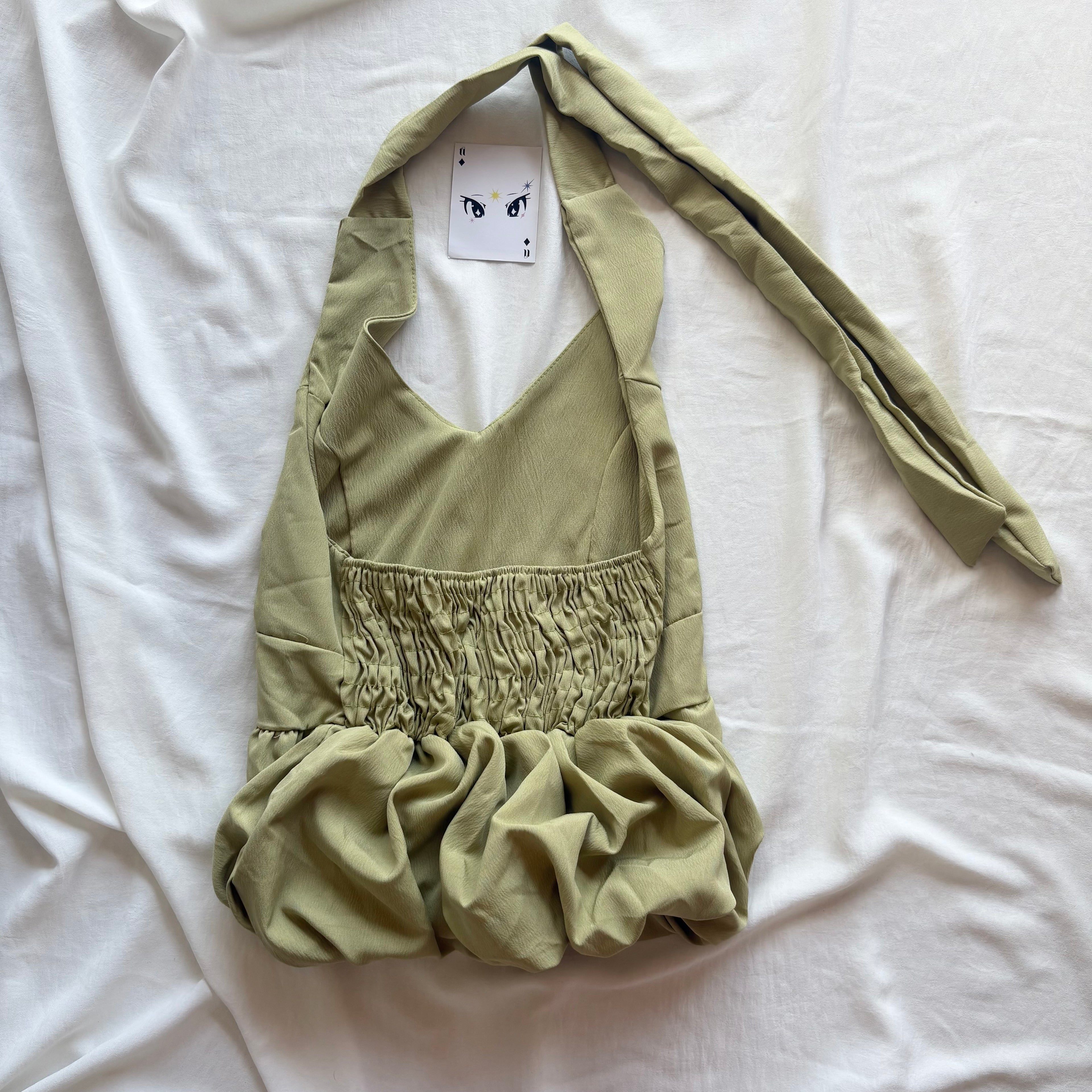 BUBBLE HALTER TOP IN GREEN (Bust : 32-34, Upper Waist : 24-28)