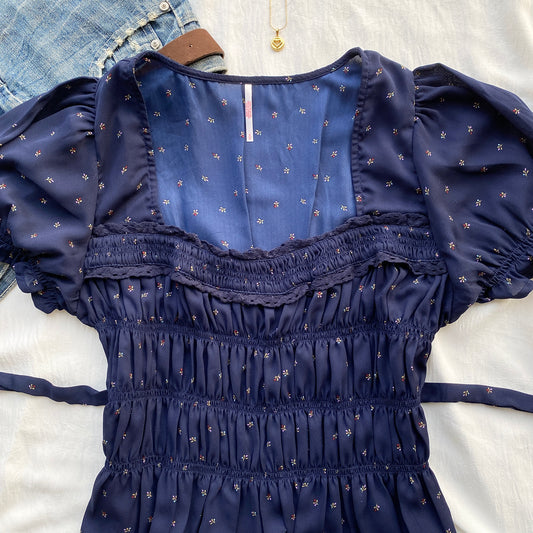 BLUE RUCHED TOP FROM FREE PEOPLE (Two sizes)
