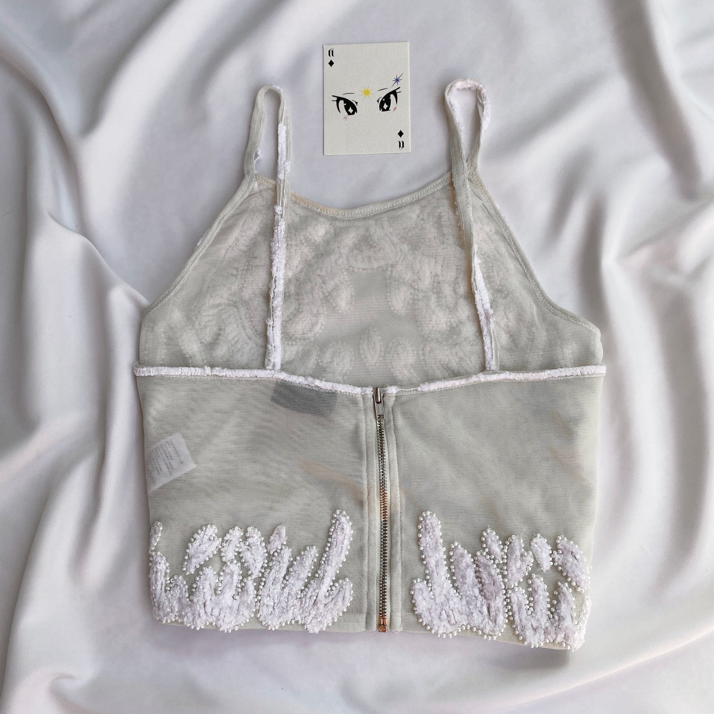 WHITE EMBELLISHED TOP FROM TOPSHOP (Bust : 34-36, Upper Waist : 28-32)