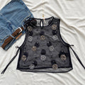 BLACK EMBELLISHED MESH TOP (Bust : 32-34, Upper Waist : 26-32)