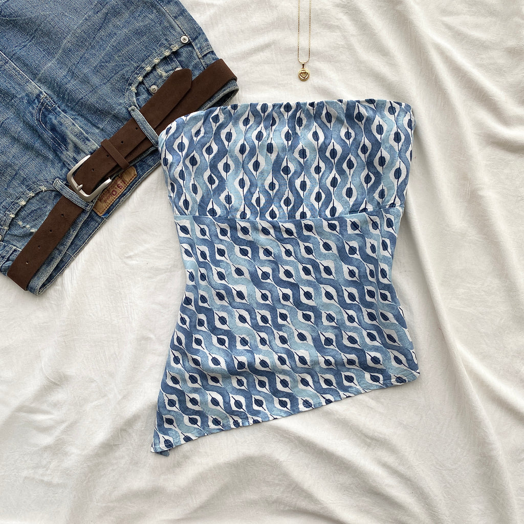 BLUE ASYMMETRIC TOP (Bust : 30-34, Upper Waist : 26-32)