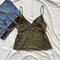 OLIVE GREEN EMBELLISHED TOP (Bust : 34-36, Upper Waist : 28-32)