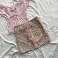 PINK TWEED SKIRT (Waist : 26-28)