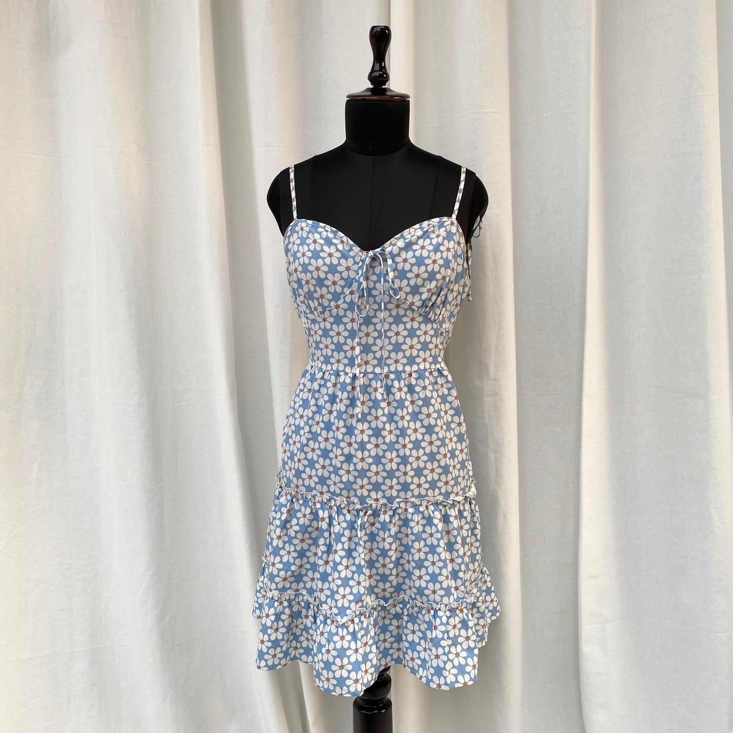 BLUE FLORAL DRESS (Bust : 34-36, Upper Waist : 30-34)