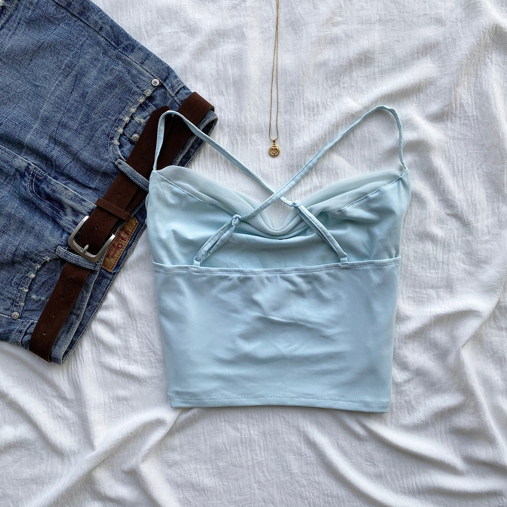 BLUE COWL NECK TOP (Bust : 34-36, Upper Waist : 29-34)