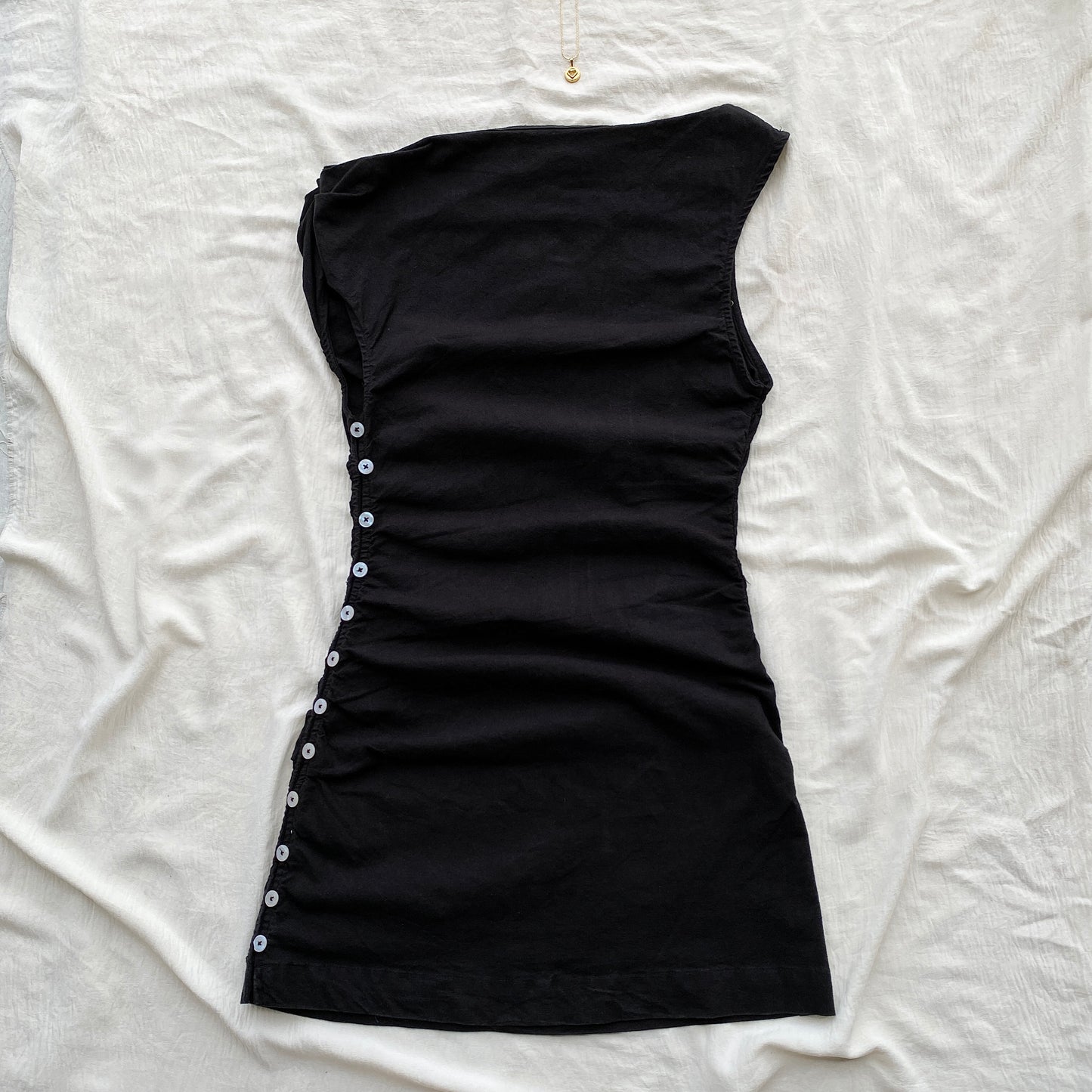 ASYMMETRIC BLACK DRESS FROM FREE PEOPLE (Bust : 30-32, Upper Waist : 26-28)