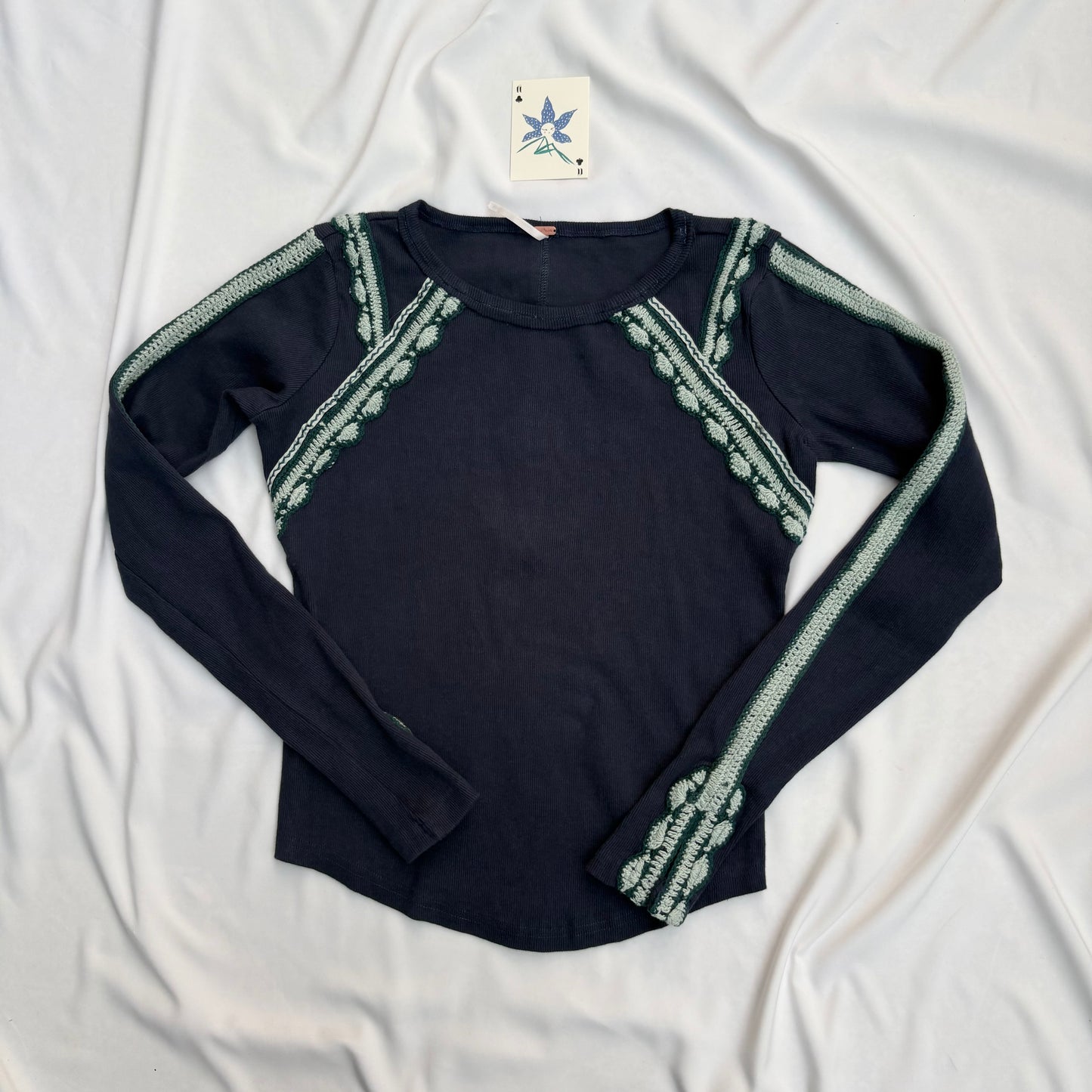 NAVY BLUE EMBROIDERED TOP (Two sizes available)