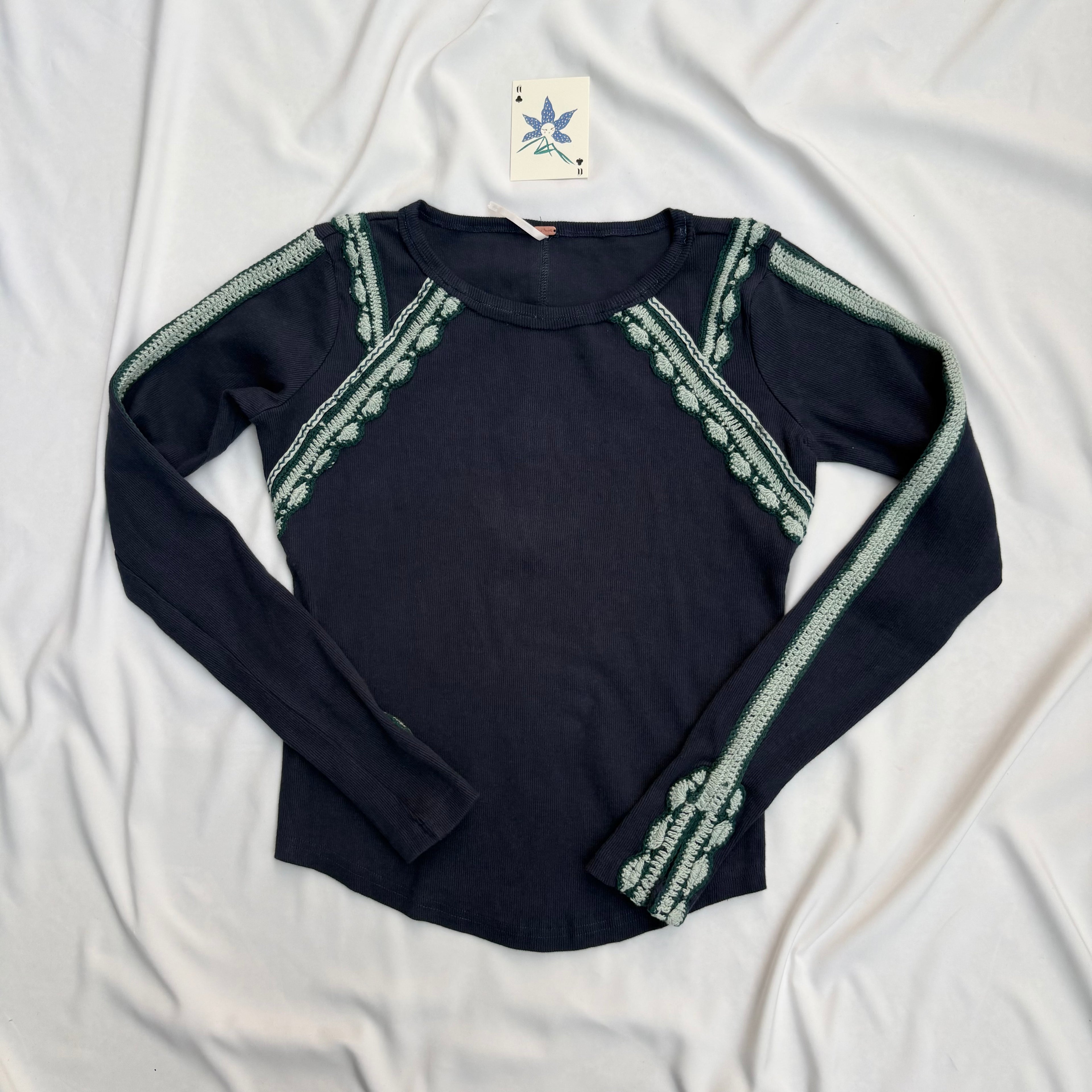 NAVY BLUE EMBROIDERED TOP (Two sizes available)