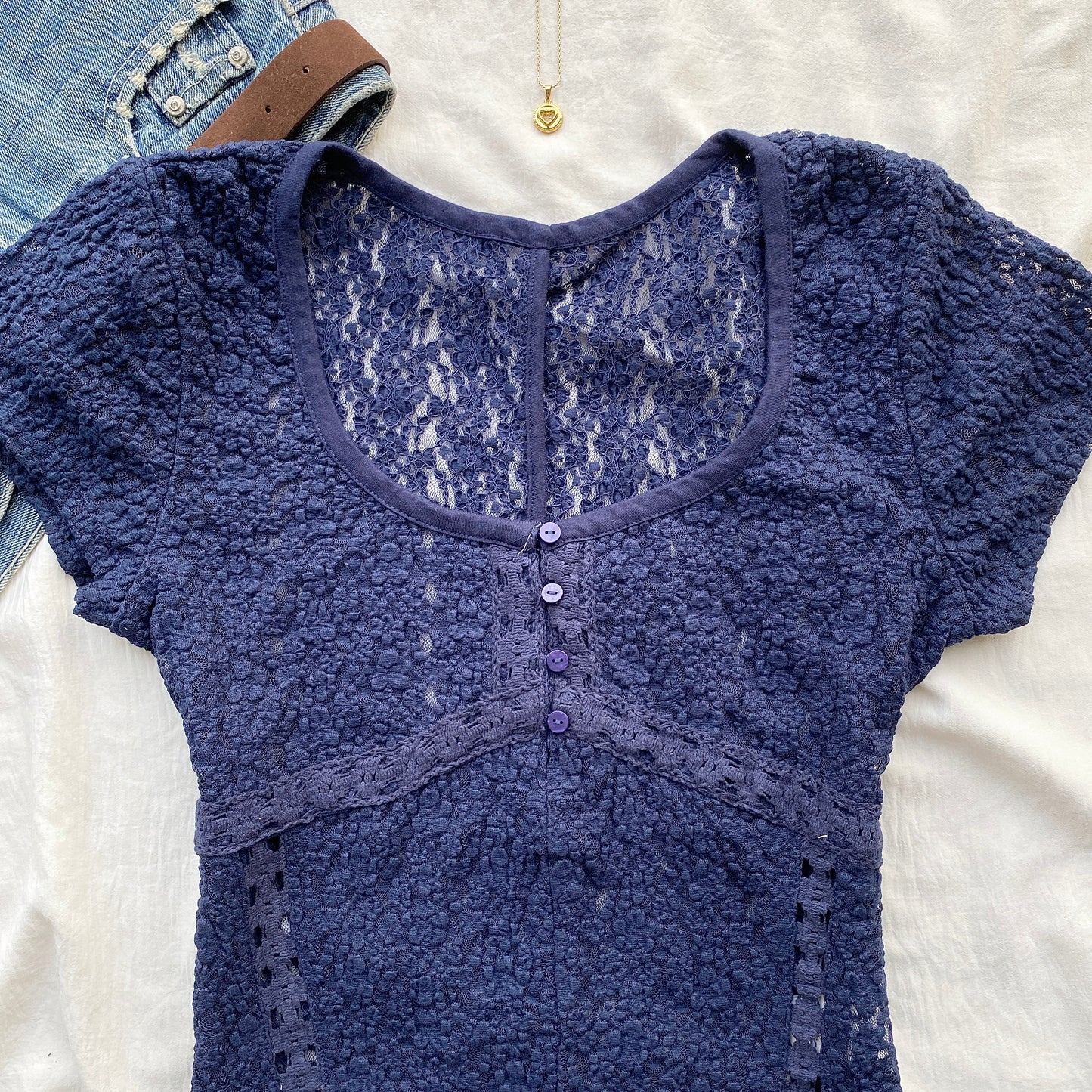 BLUE LACE TOP FROM FREE PEOPLE (Two sizes)
