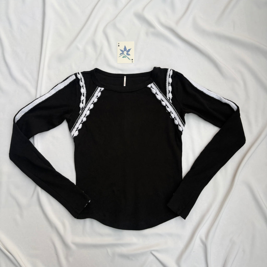 BLACK EMBROIDERED TOP FROM FREE PEOPLE (Multiple sizes available)