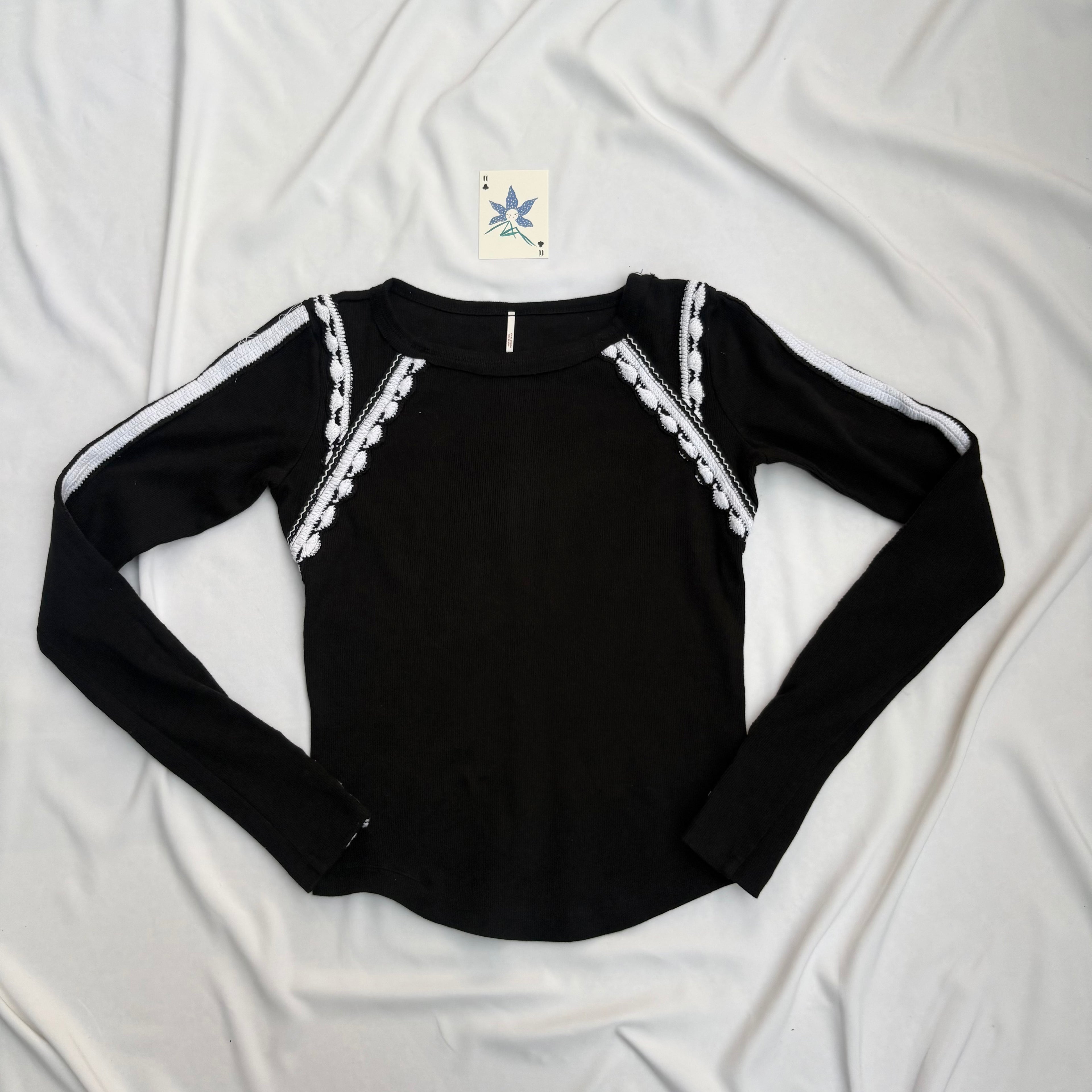 BLACK EMBROIDERED TOP FROM FREE PEOPLE (Multiple sizes available)