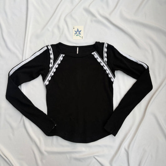 BLACK EMBROIDERED TOP FROM FREE PEOPLE (Multiple sizes available)