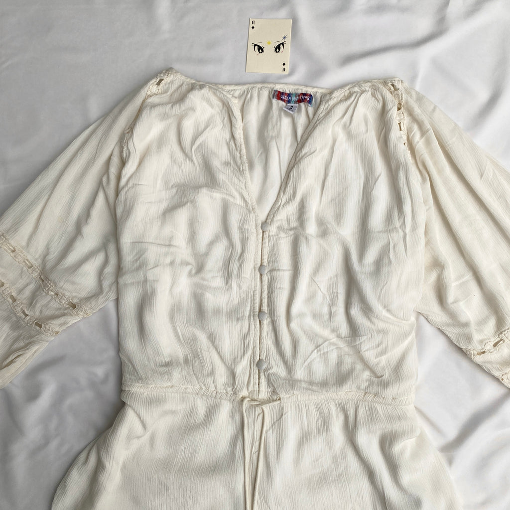 WHITE FESTIVAL ROMPER FROM URBAN OUTFITTERS (Bust : 34-38, Upper Waist : Adjustable)