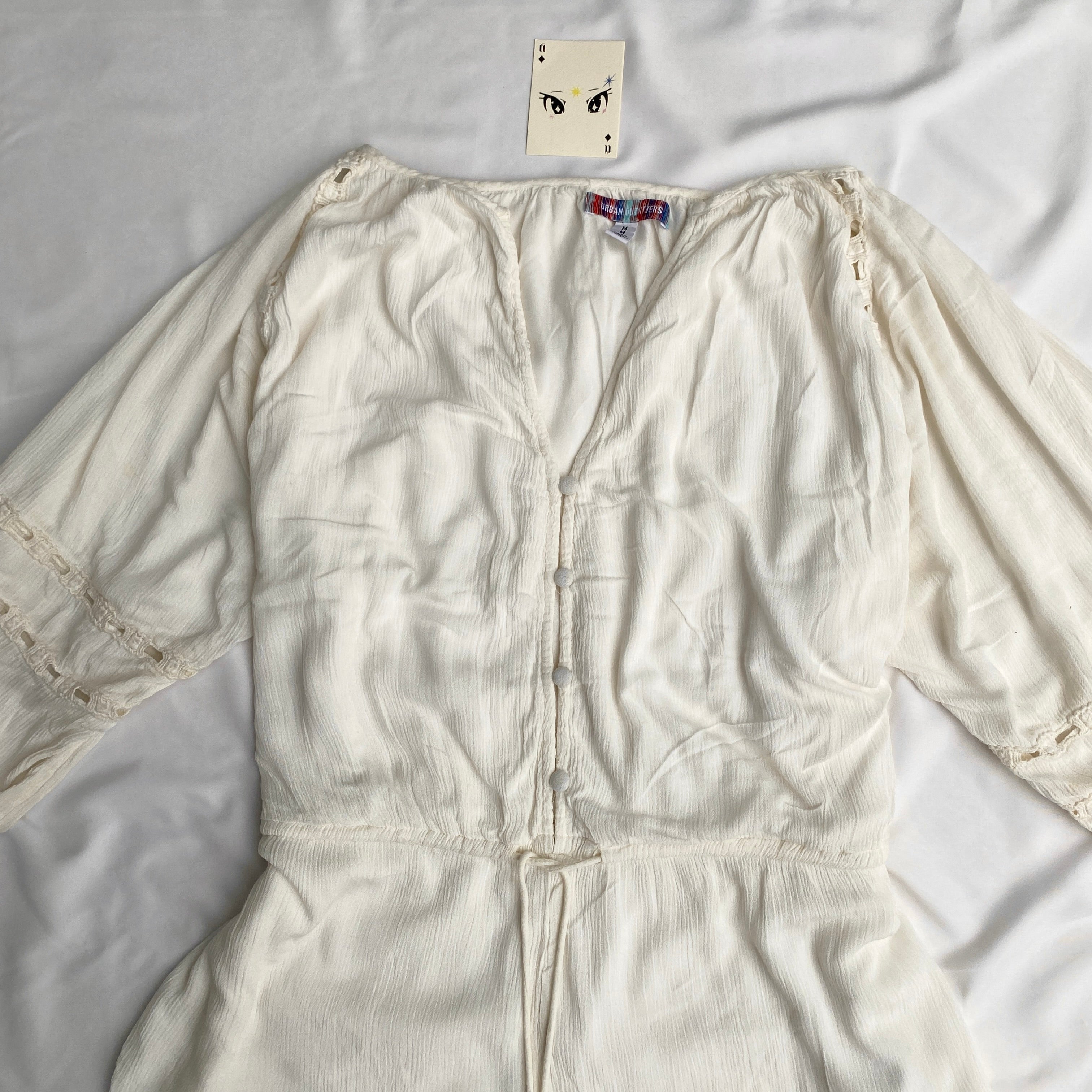 WHITE FESTIVAL ROMPER FROM URBAN OUTFITTERS (Bust : 34-38, Upper Waist : Adjustable)