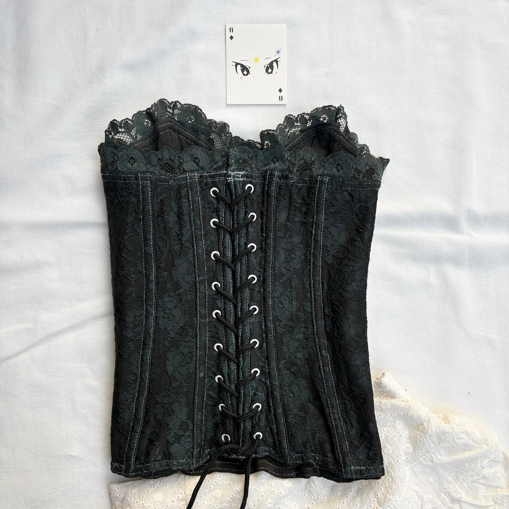 GREEN LACE CORSET (Bust : 28-32, Upper Waist : 24-28)
