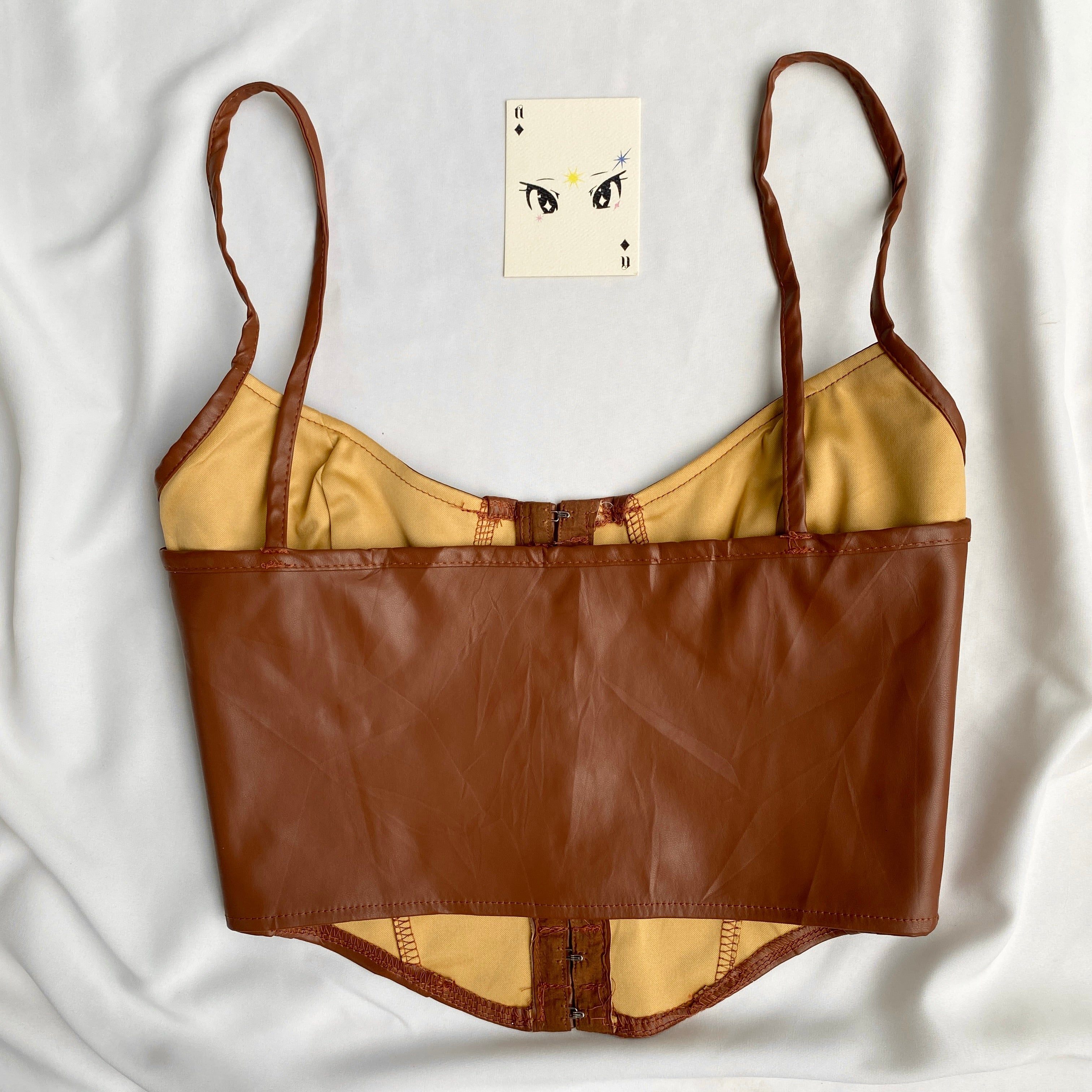 BROWN FAUX LEATHER CORSET (Bust : 34-38, Upper Waist : 30-34)