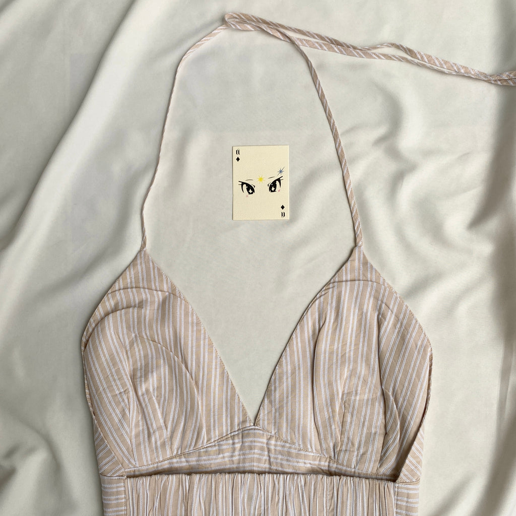 PINSTRIPE COTTON HALTER TOP (Bust : 36-38, Upper Waist : 32-34)