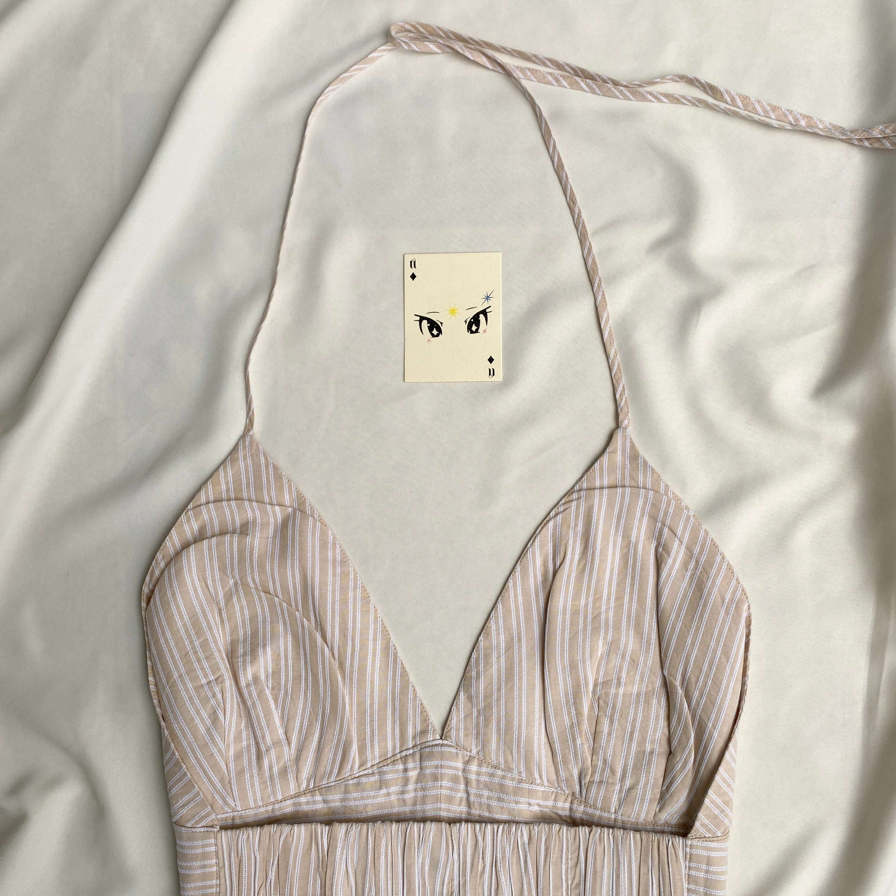 PINSTRIPE COTTON HALTER TOP (Bust : 36-38, Upper Waist : 32-34)