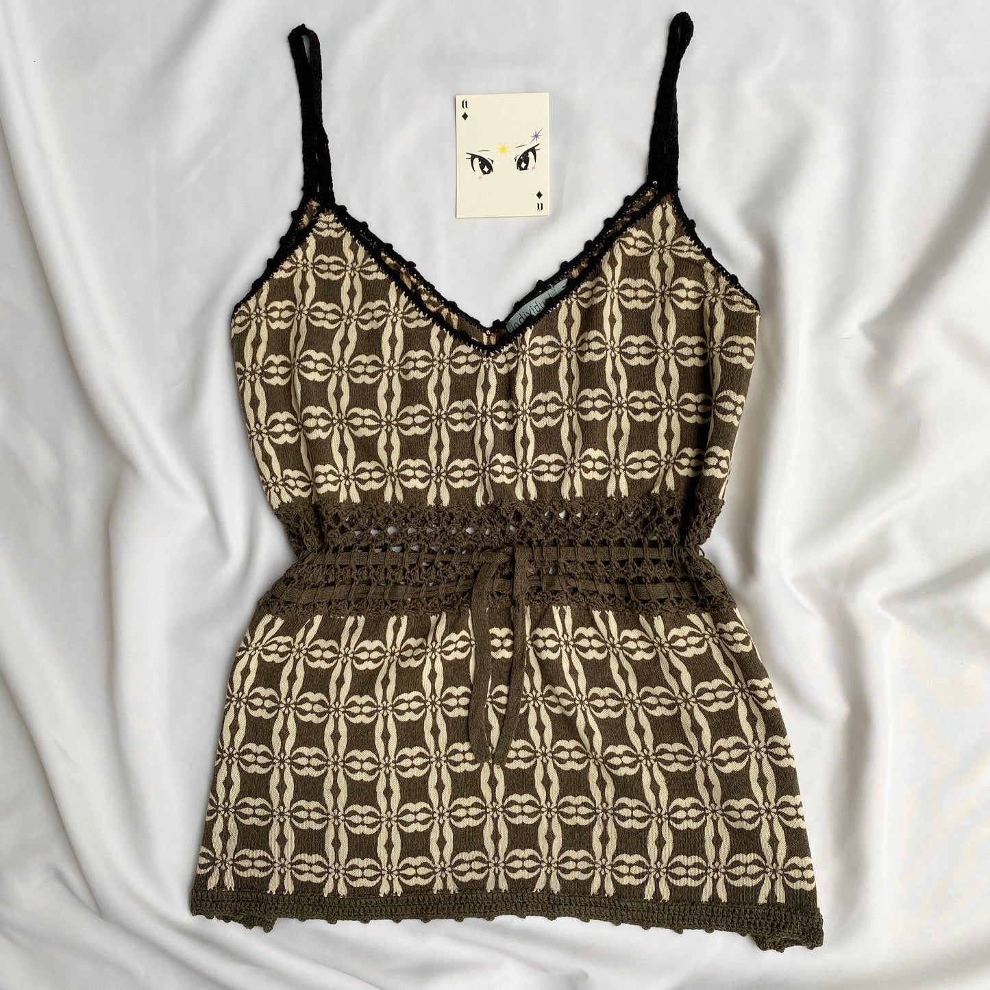 BROWN BABYDOLL TOP WITH CROCHET DETAIL (Bust : 34-36, Upper Waist : 26-34)