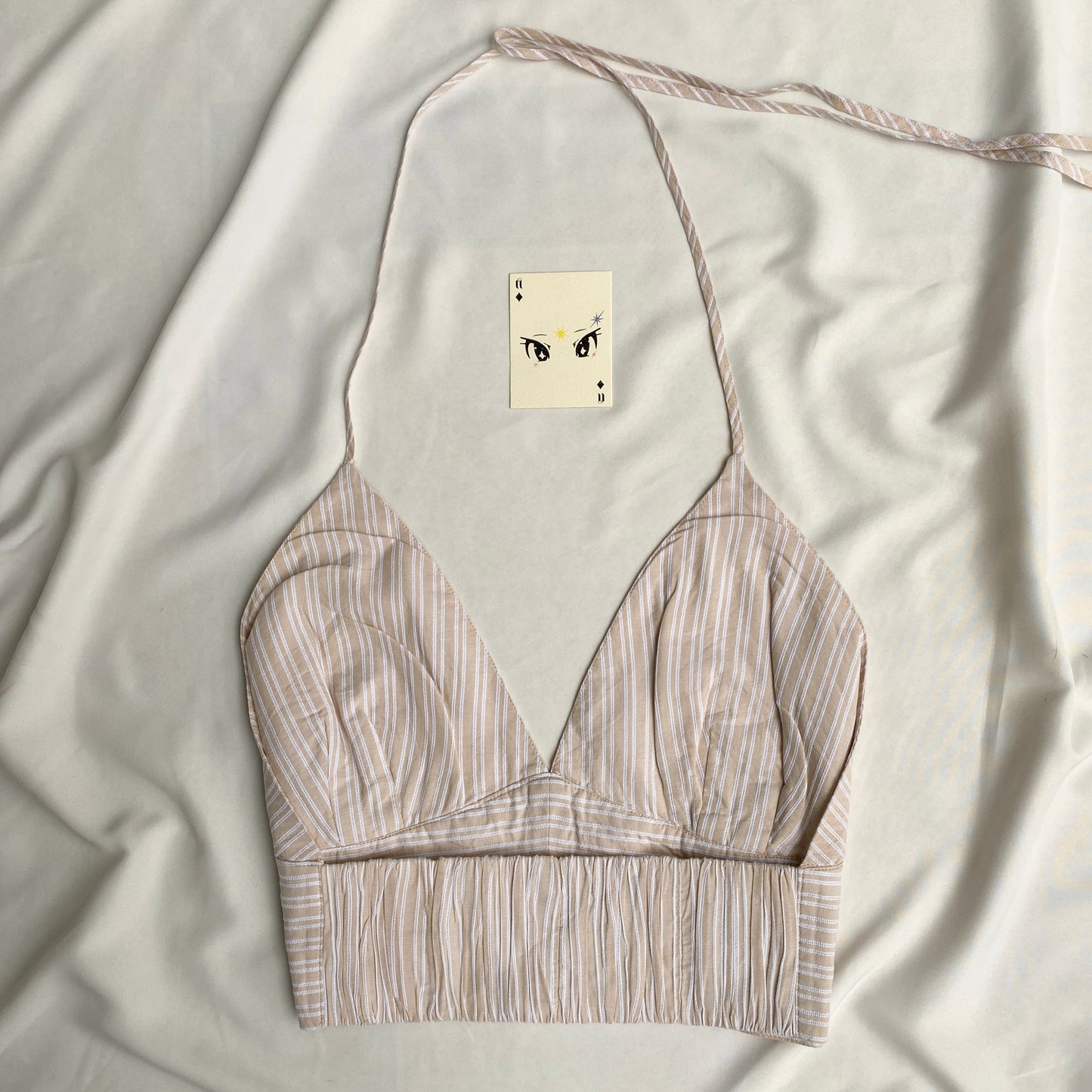 PINSTRIPE COTTON HALTER TOP (Bust : 36-38, Upper Waist : 32-34)