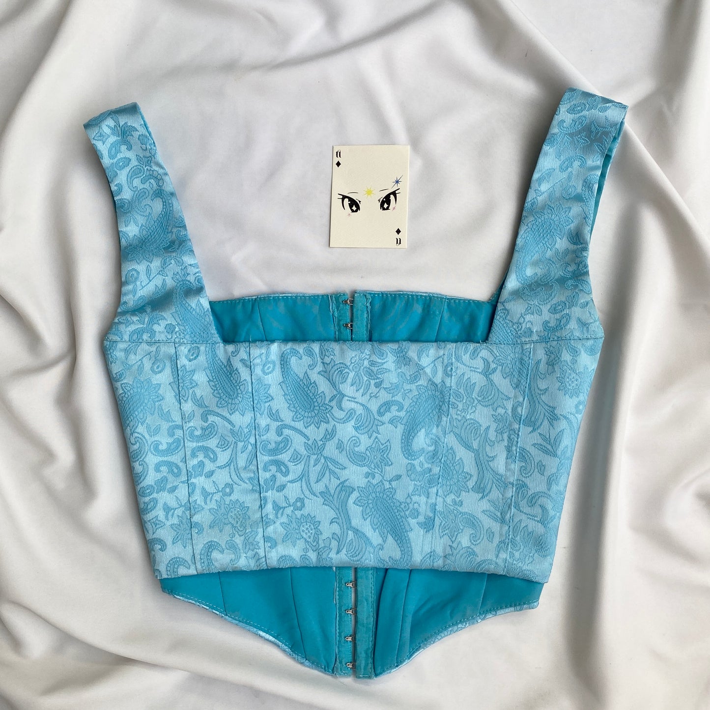BLUE PAISLEY SATIN CORSET FROM PRINCESS POLLY (Bust : 32-34, Upper Waist : 28-30)