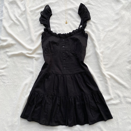 BLACK FRILL DRESS FROM COTTON ON (Two sizes)