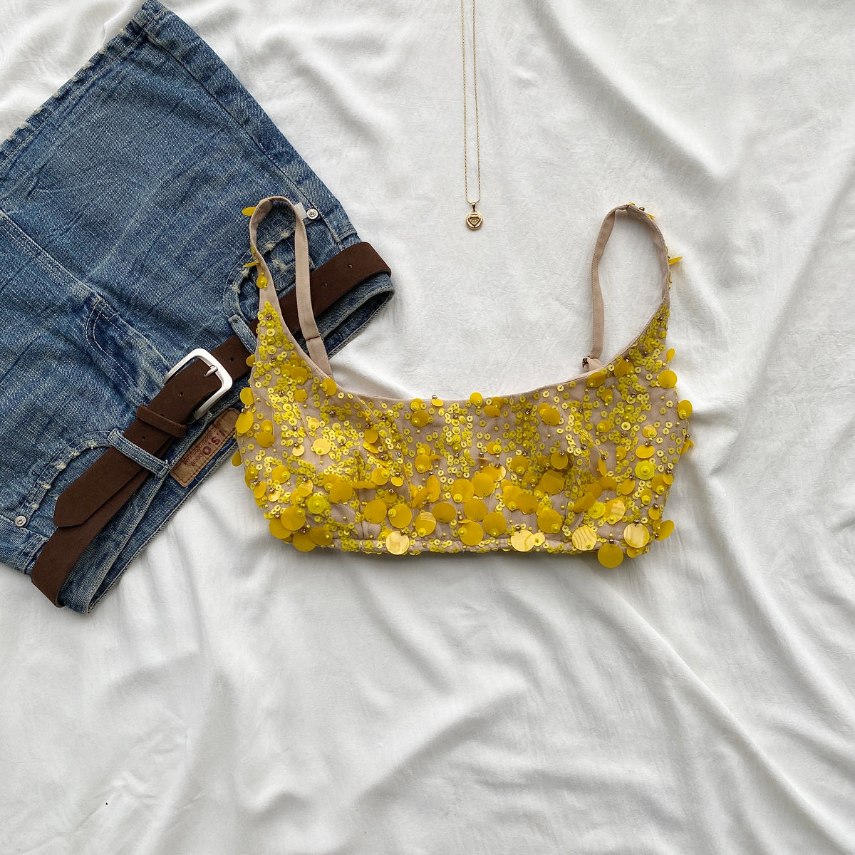 YELLOW SEQUINNED BRALETTE (Bust : 32-34)