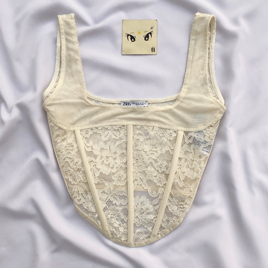 WHITE LACE CORSET FROM ZARA (BUST : 34-36)